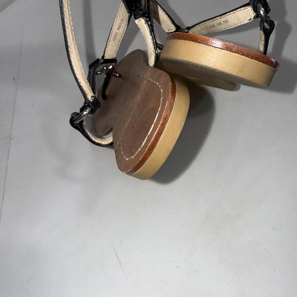 Coach Rue Black Patent Leather Flat Slingback Designer Thong Sandals 7.5 - Picture 7 of 14